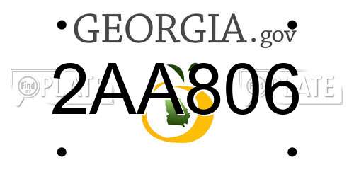 2AA806 Georgia License Plate