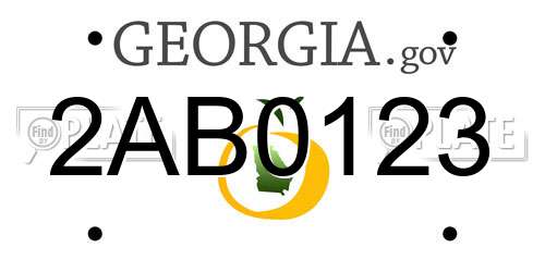 2AB0123 Georgia License Plate