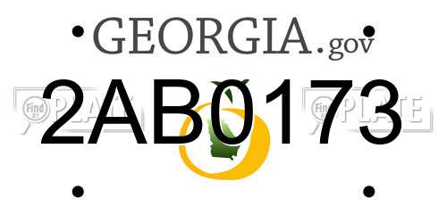 2AB0173 Georgia License Plate