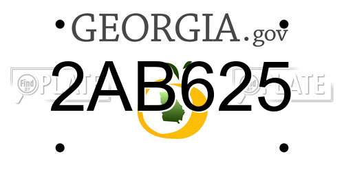 2AB625 Georgia License Plate