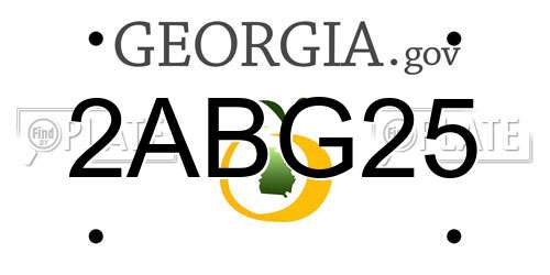 2ABG25 Georgia License Plate