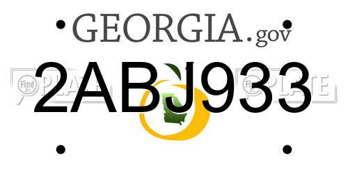 2ABJ933 Georgia License Plate