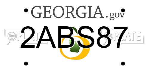 2ABS87 Georgia License Plate