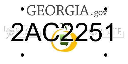 2AC2251 Georgia License Plate