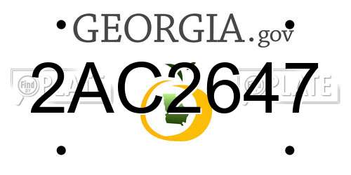 2AC2647 Georgia License Plate