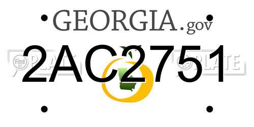 2AC2751 Georgia License Plate