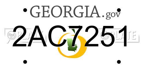 2AC7251 Georgia License Plate