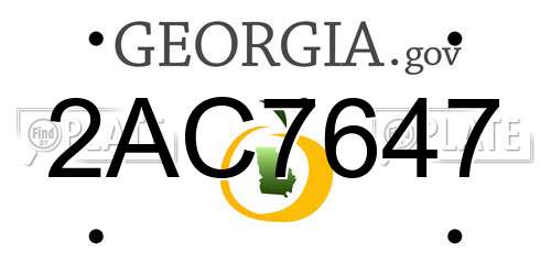 2AC7647 Georgia License Plate