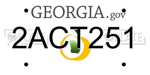 2ACT251 Georgia License Plate