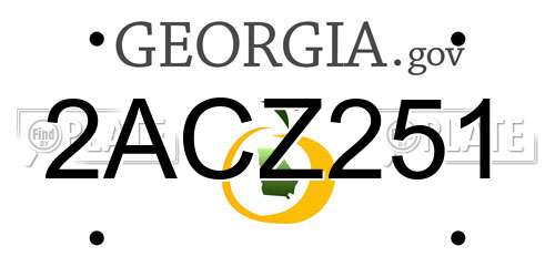 2ACZ251 Georgia License Plate