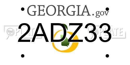 2ADZ33 Georgia License Plate