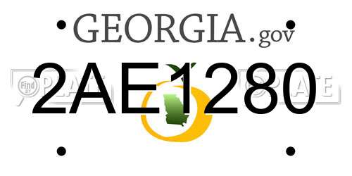 2AE1280 Georgia License Plate