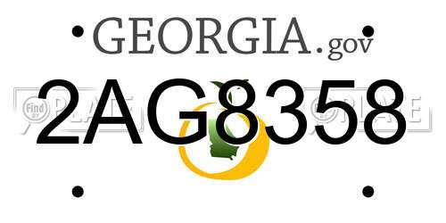 2AG8358 Georgia License Plate