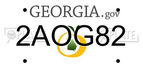2AOG82 Georgia License Plate