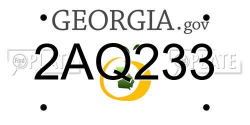 2AQ233 Georgia License Plate