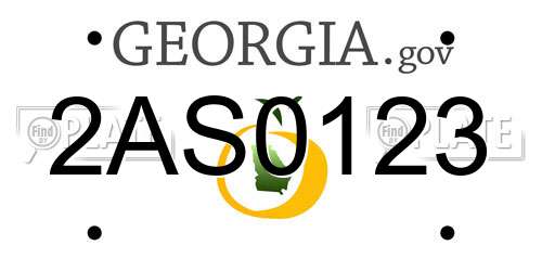 2AS0123 Georgia License Plate