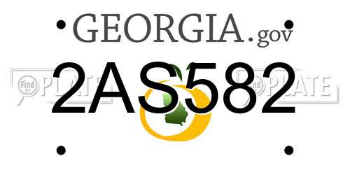 2AS582 Georgia License Plate