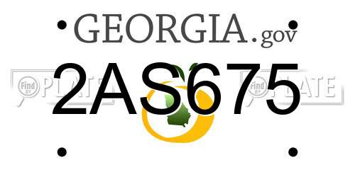 2AS675 Georgia License Plate