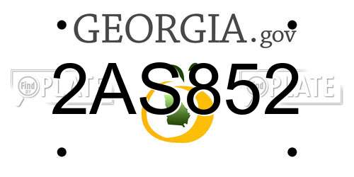 2AS852 Georgia License Plate