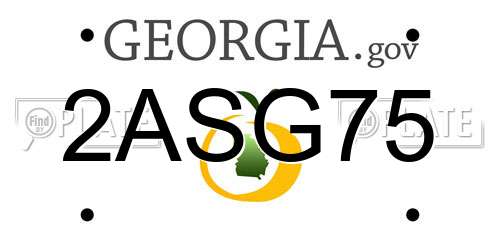 2ASG75 Georgia License Plate
