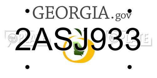 2ASJ933 Georgia License Plate