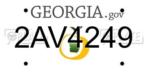 2AV4249 Georgia License Plate