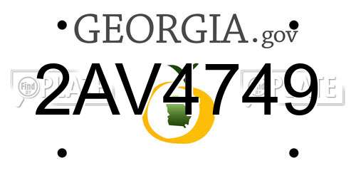 2AV4749 Georgia License Plate