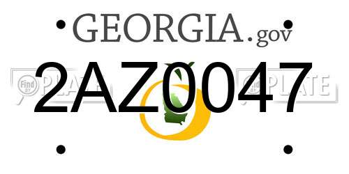 2AZ0047 Georgia License Plate