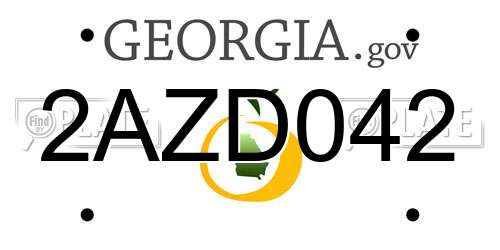 2AZD042 Georgia License Plate