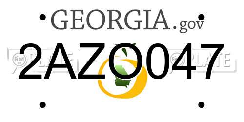 2AZO047 Georgia License Plate