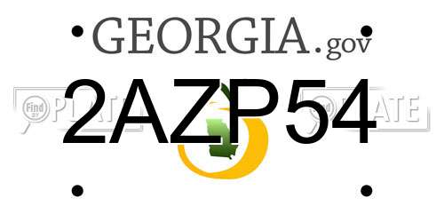 2AZP54 Georgia License Plate