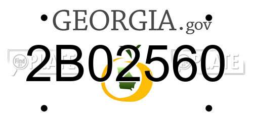 2B02560 Georgia License Plate