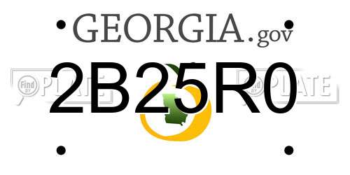2B25R0 Georgia License Plate