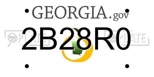 2B28R0 Georgia License Plate
