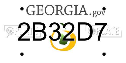 2B32D7 Georgia License Plate