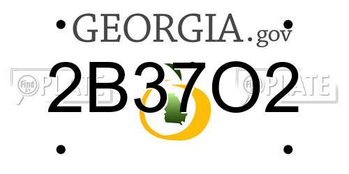 2B37O2 Georgia License Plate