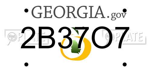2B37O7 Georgia License Plate