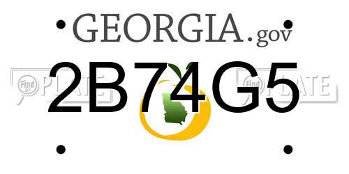 2B74G5 Georgia License Plate