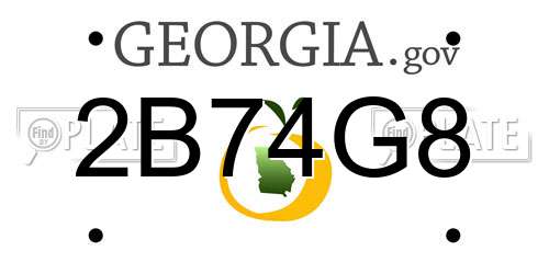 2B74G8 Georgia License Plate
