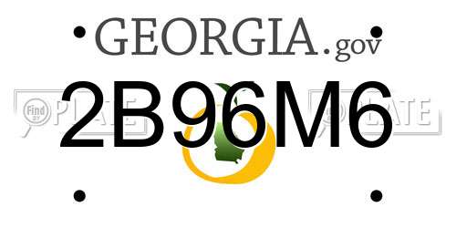2B96M6 Georgia License Plate
