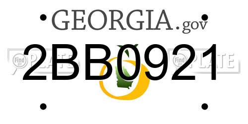 2BB0921 Georgia License Plate