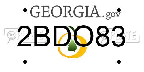 2BDO83 Georgia License Plate