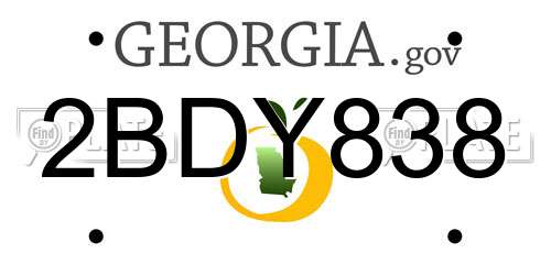 2BDY838 Georgia License Plate