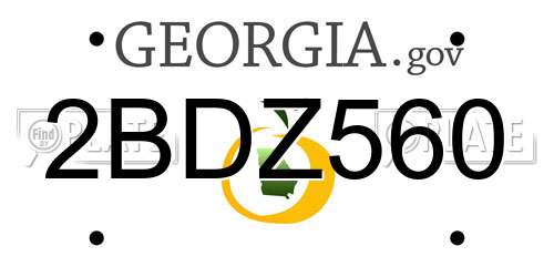 2BDZ560 Georgia License Plate