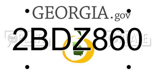 2BDZ860 Georgia License Plate