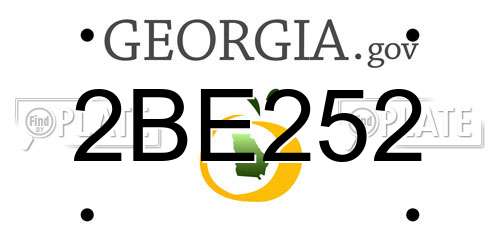 2BE252 Georgia License Plate