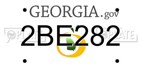 2BE282 Georgia License Plate