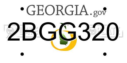 2BGG320 Georgia License Plate