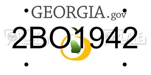 2BO1942 Georgia License Plate