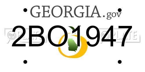 2BO1947 Georgia License Plate